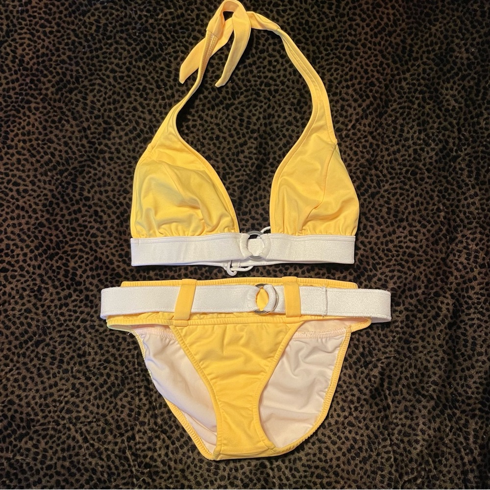 Venus Yellow and White Bikini Set